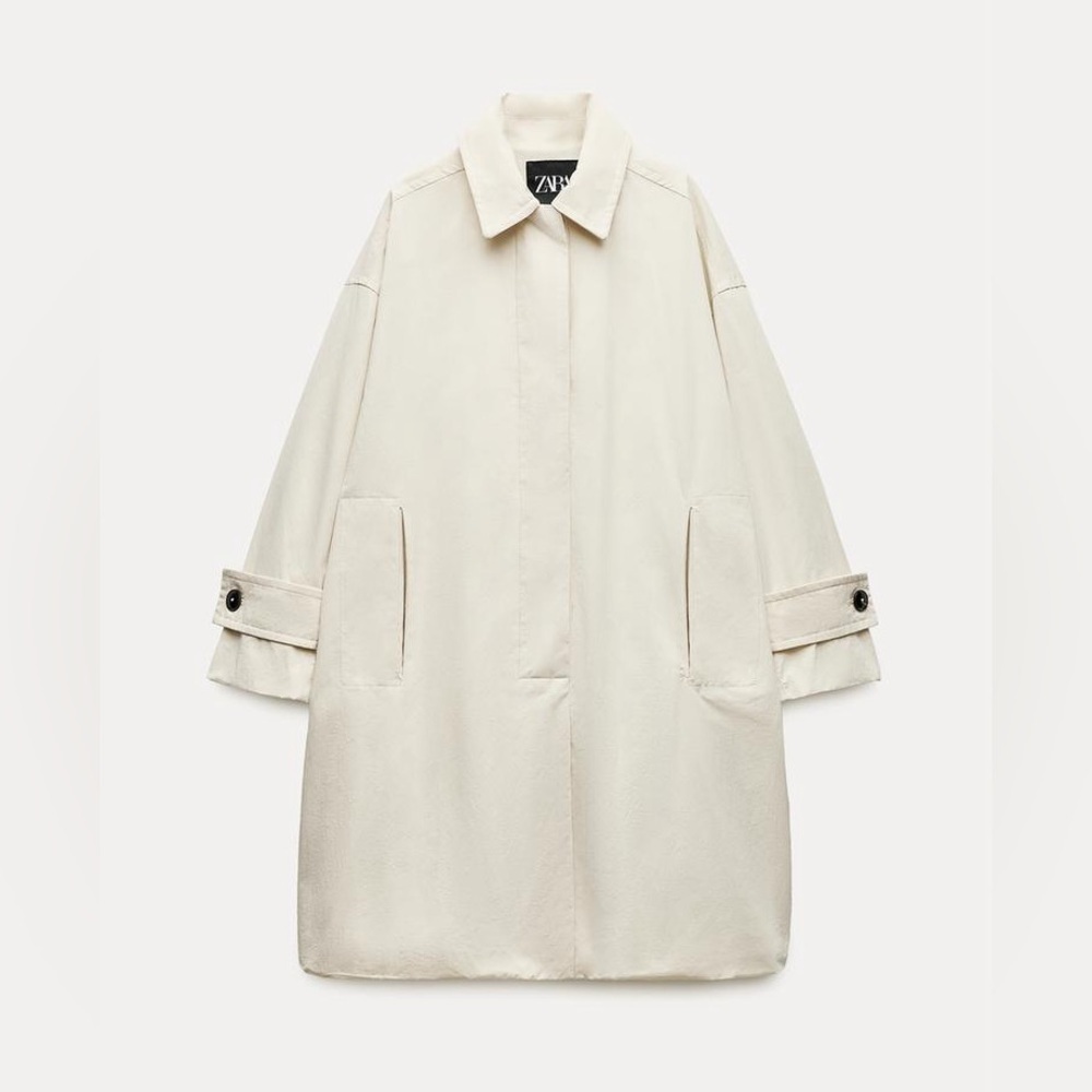 Zara Oversized Minimalist Coat / Lightweight Trench Sz M/L - Picture 3 of 4